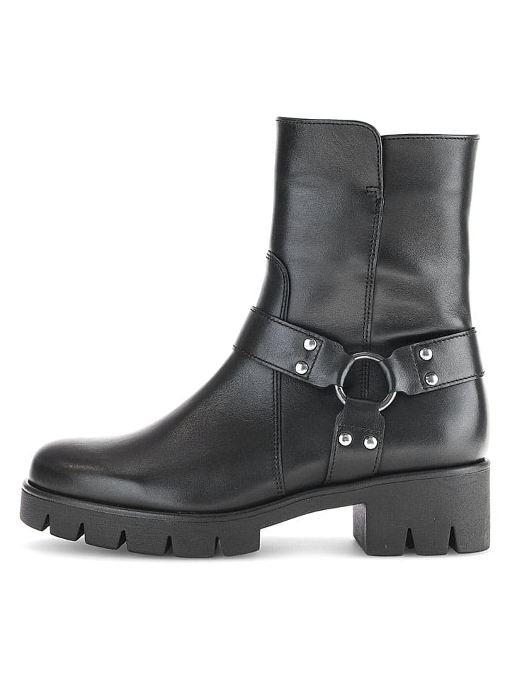 Leder-Stiefeletten in Schwarz