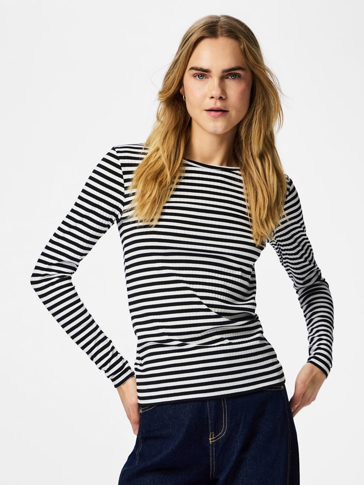 Longsleeve in Weiß/ Schwarz