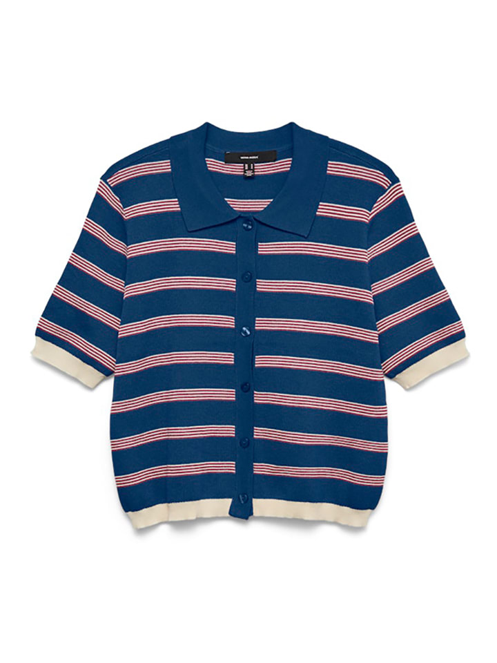 Vest crème/donkerblauw/rood