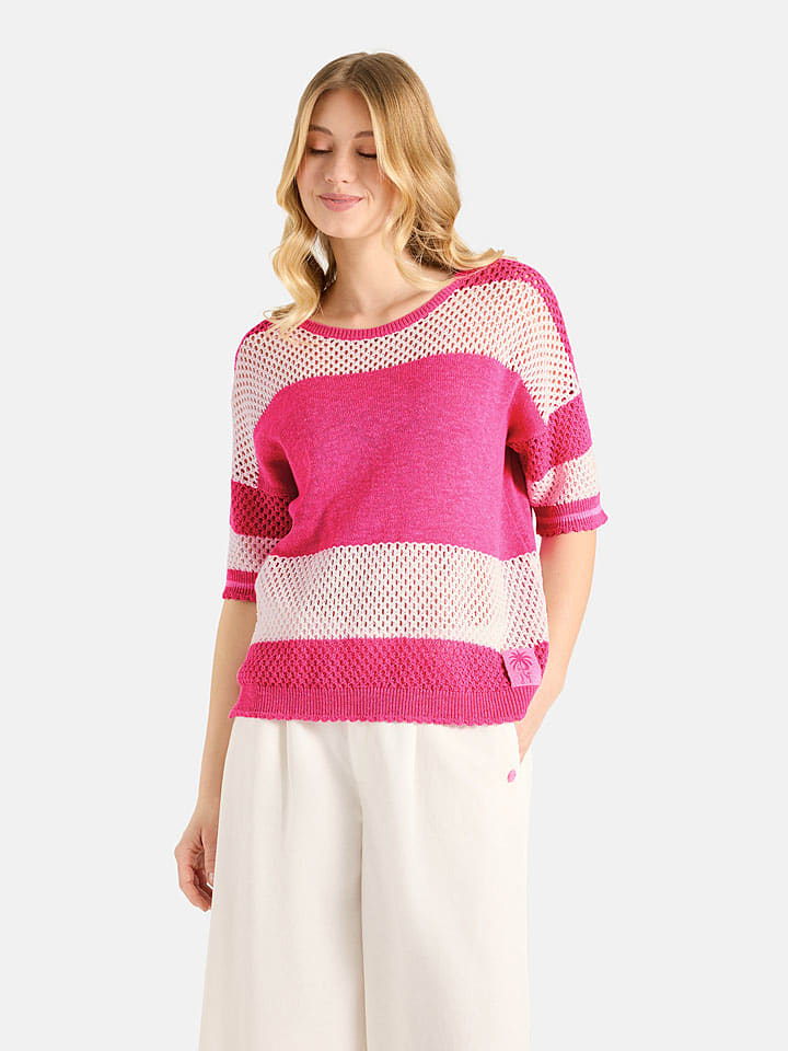 Pullover in Pink/ Weiß