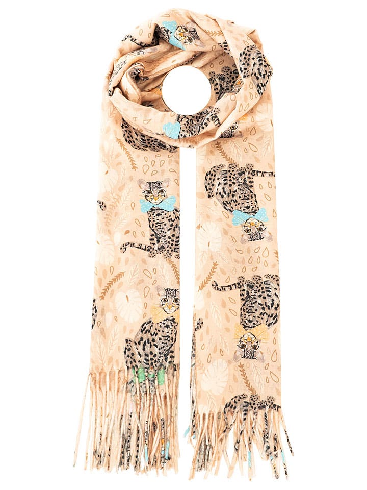 Schal "Leopard" in Beige - (L)145 x (B)104 cm