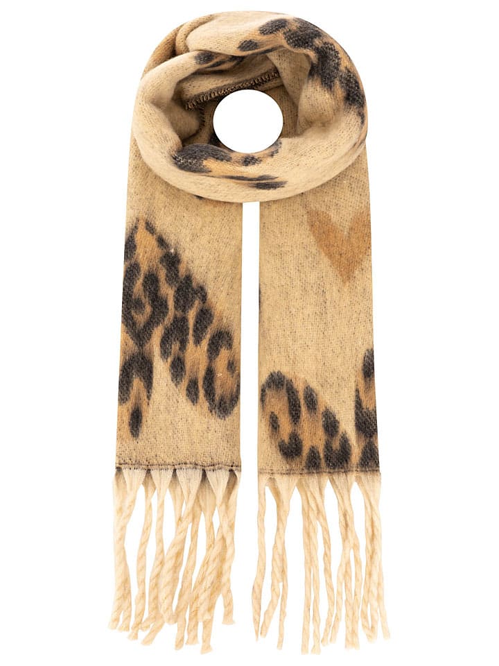 Schal "Herz Leo" in Beige - (L)220 x (B)40 cm