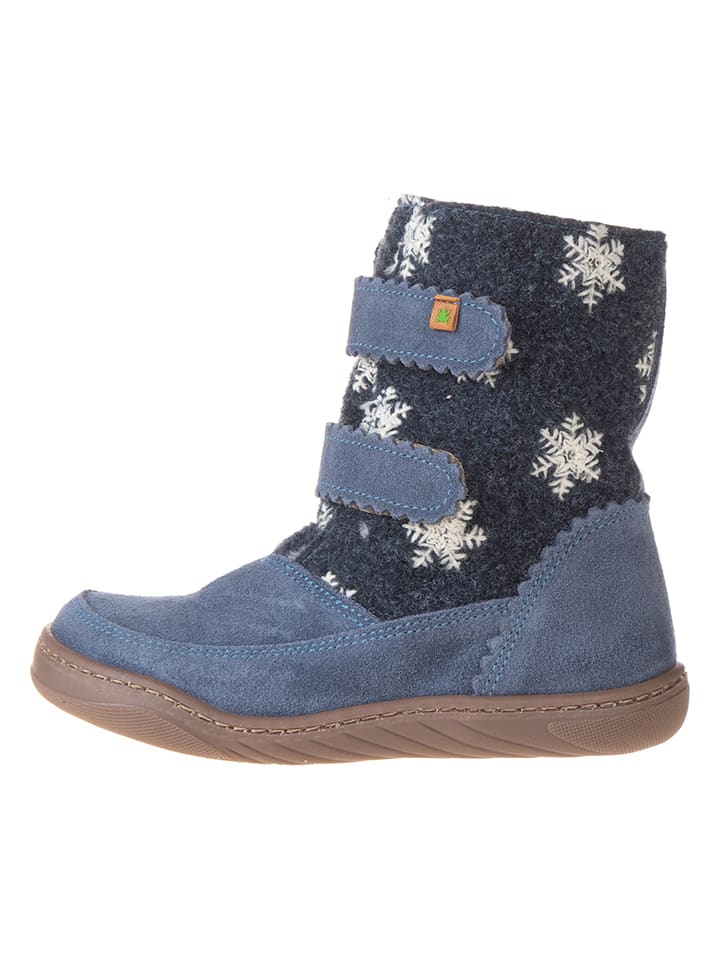 Leder-Winterboots in Blau/ Dunkelblau
