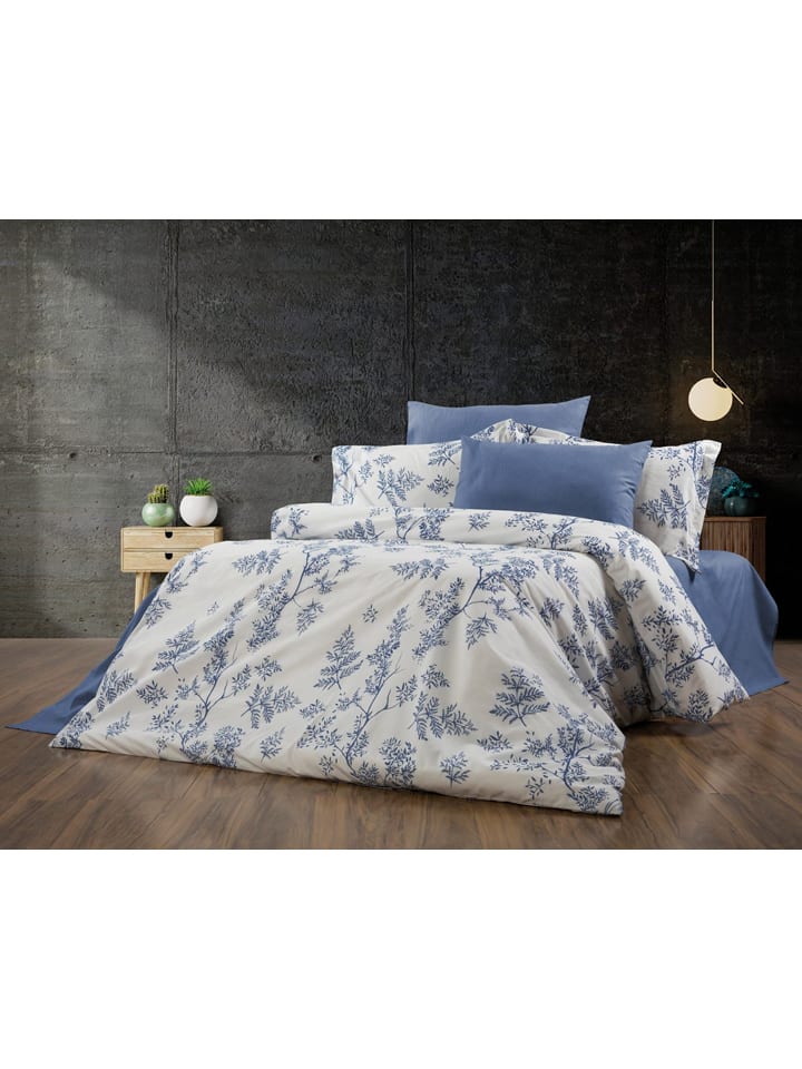 Bettwäsche-Set in Blau/ Weiß