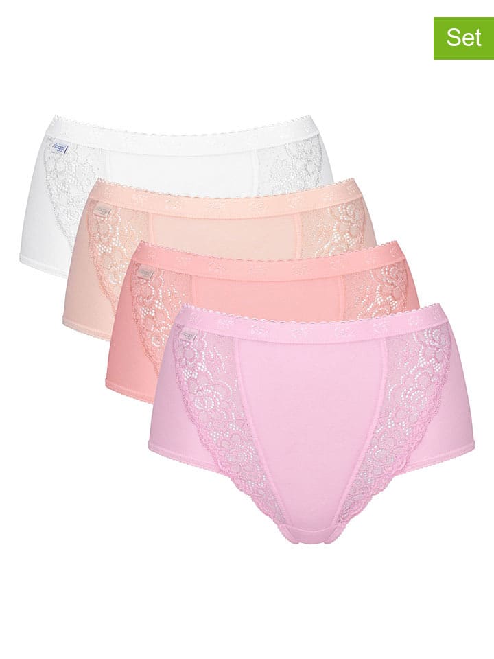 4-delige set: taillehipsters "Chic" beige/lichtroze/wit