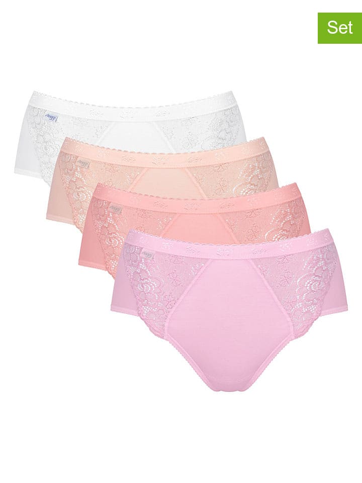 4er-Set: Taillenslips "Chic" in Beige/ Rosa/ Weiß