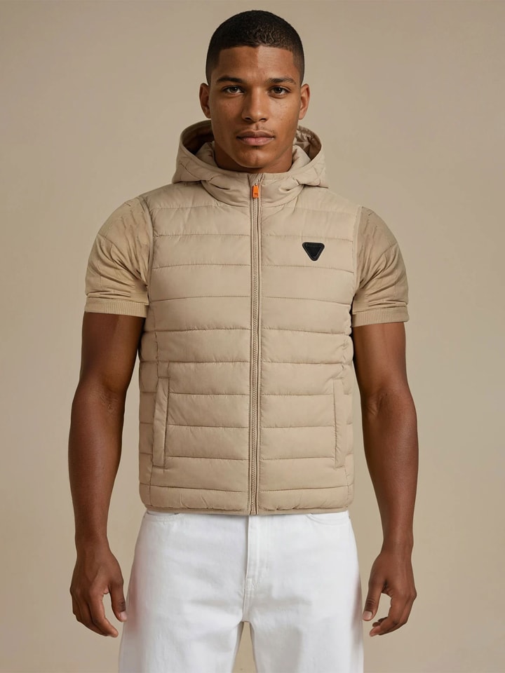 Doorgestikte bodywarmer "Vaipter" beige