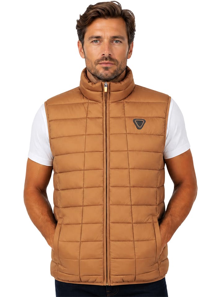 Doorgestikte bodywarmer "Vaipter" camel