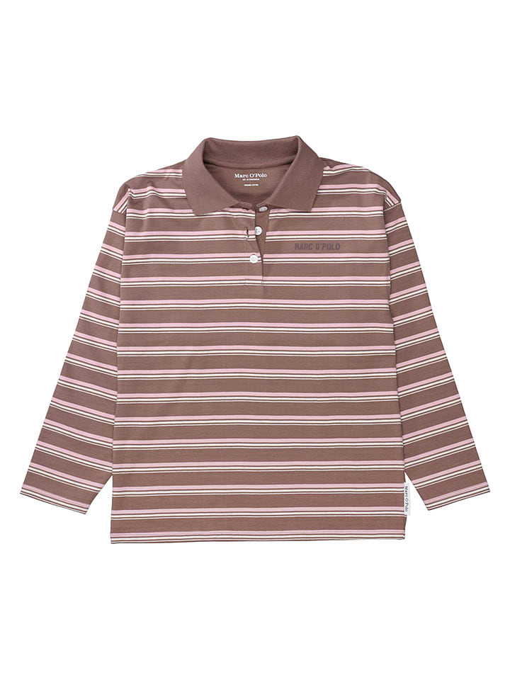 Koszulka polo w kolorze jasnobrązowo-jasnoróżowym