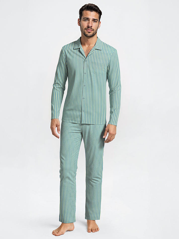HERREN Pyjama in Grün
