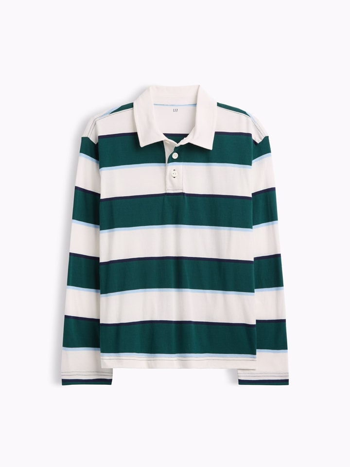 Poloshirt in Creme/ Grün