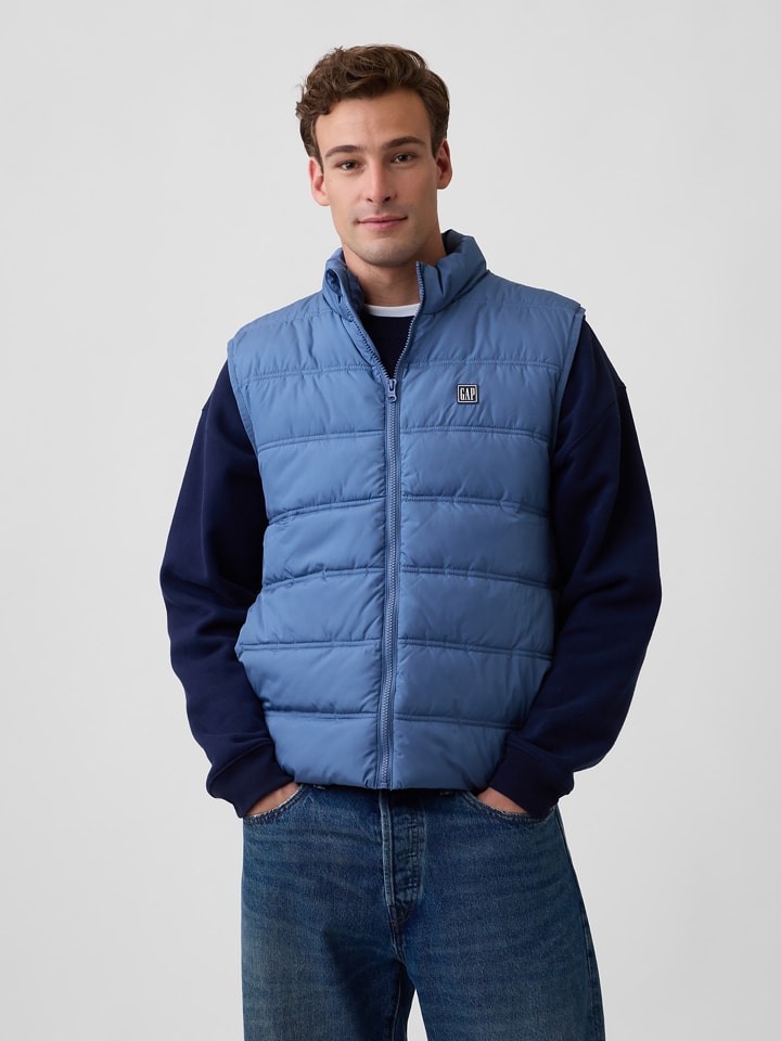 Doorgestikte bodywarmer lichtblauw