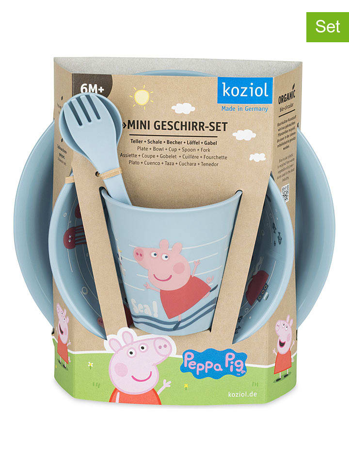 4tlg. Kindergeschirr-Set in Hellblau
