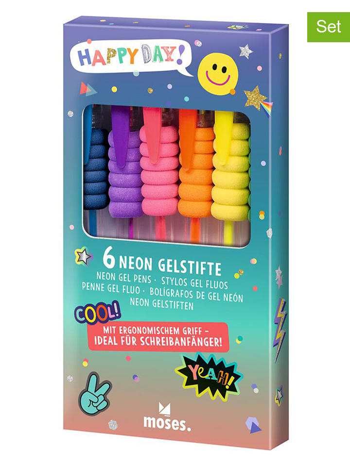 2er-Set: Gelstifte "Happy Day" in Bunt - 2x 6 Stück