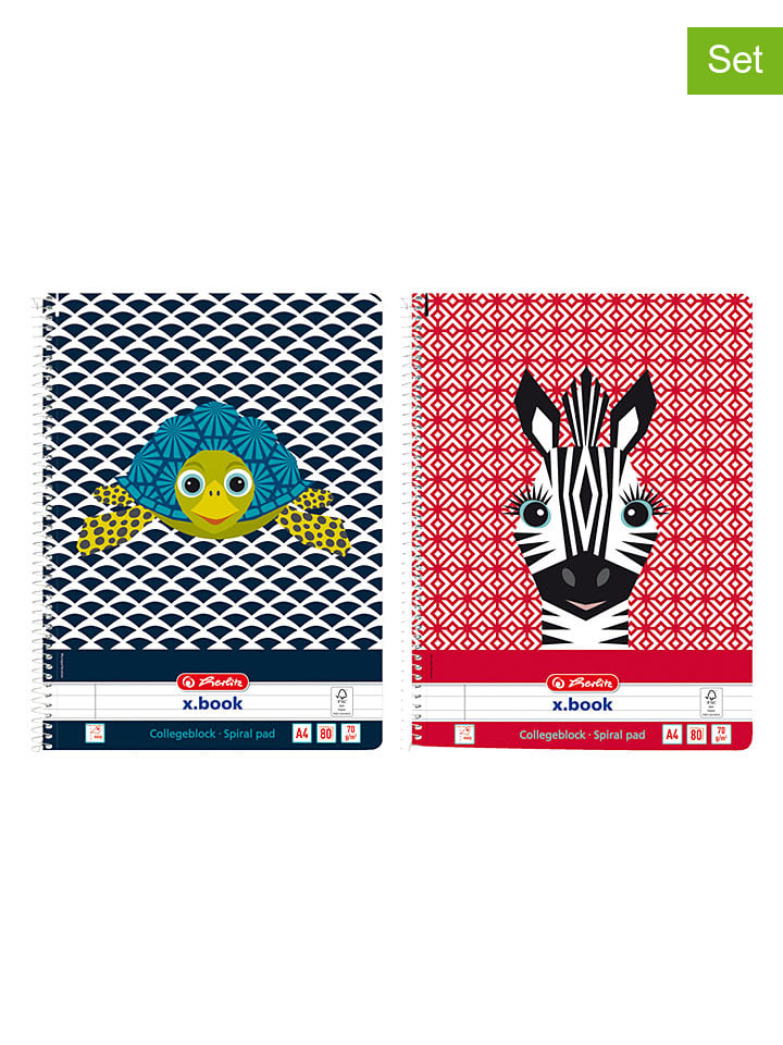 2er-Set: Collegeblöcke ''Cu.Animals A4/80 Lin.27'' (Überraschungsprodukt)