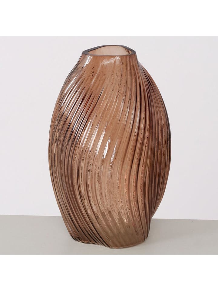 Wazon "Warima" w kolorze jasnobrązowym - wys. 25,5 cm