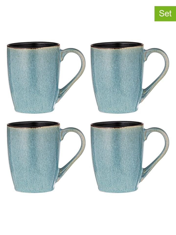 4er-Set: Kaffeetassen "Fusion" in Hellblau - (H)8,5 x Ø 10,5 cm