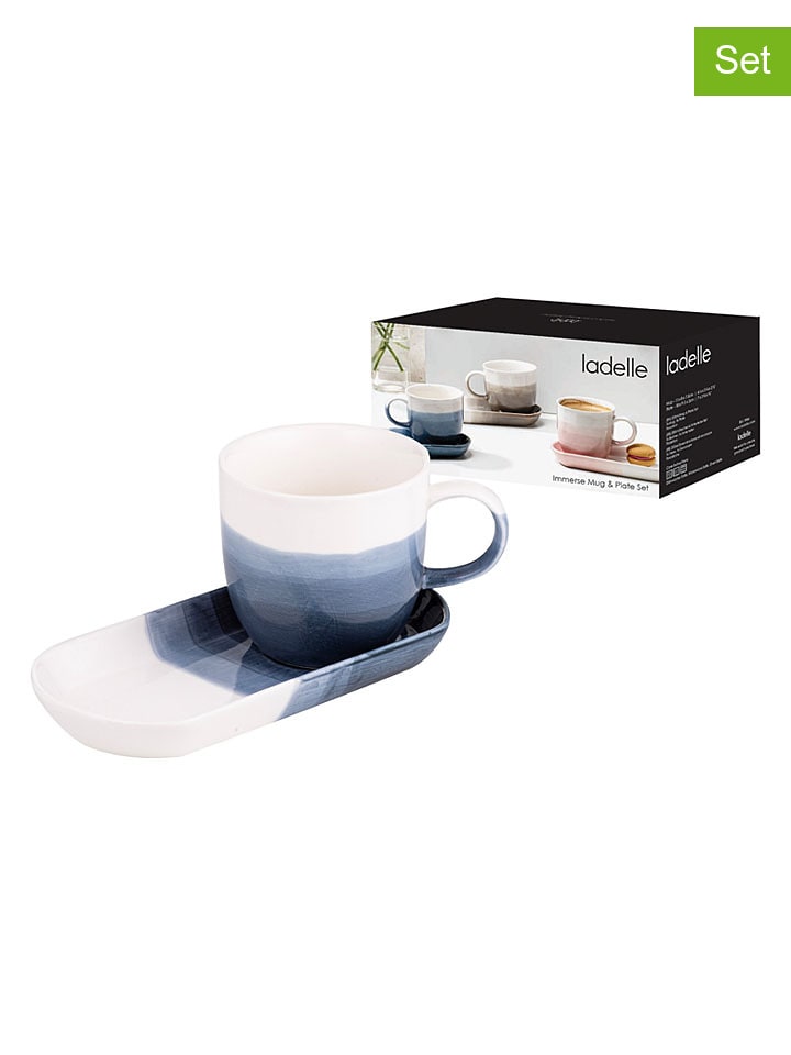 2tlg. Set: Kaffeetasse "Immerse Ombre" in Blau