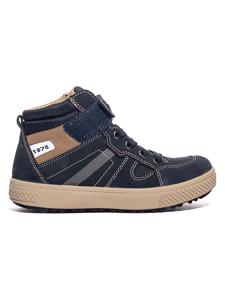 Leder-Sneakers in Dunkelblau