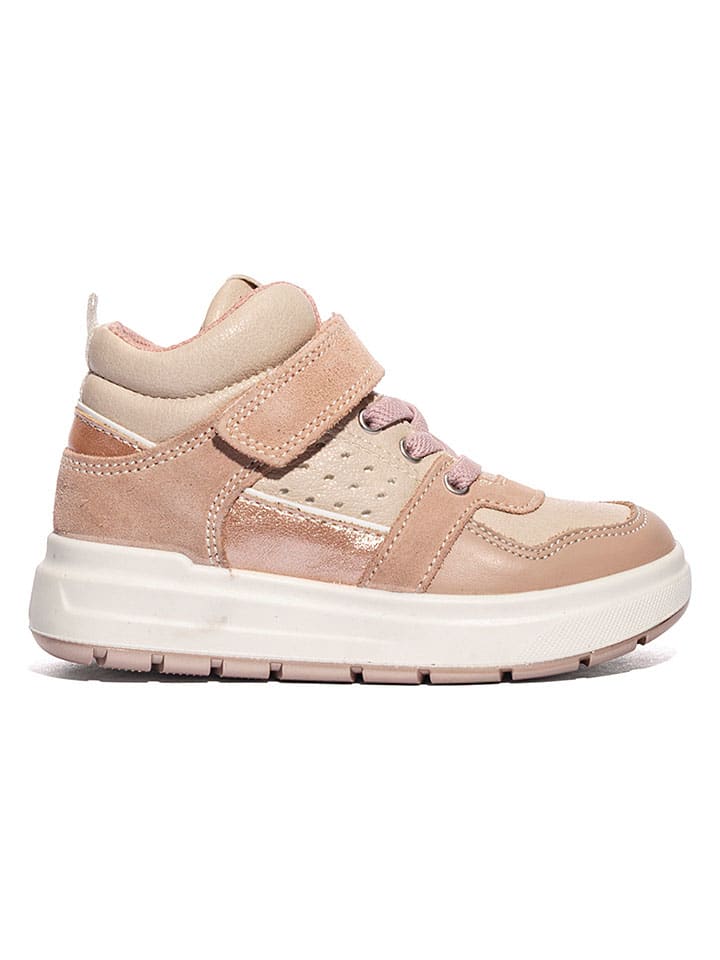 Skórzane sneakersy w kolorze beżowo-pomarańczowym