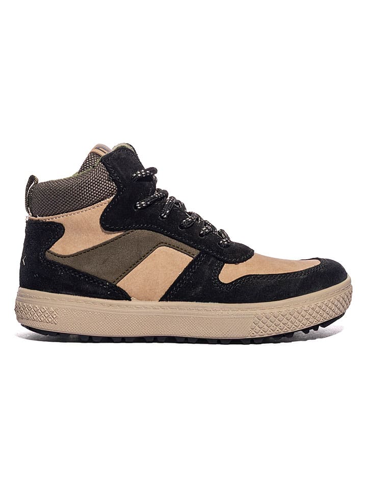 Skórzane sneakersy w kolorze beżowo-czarnym