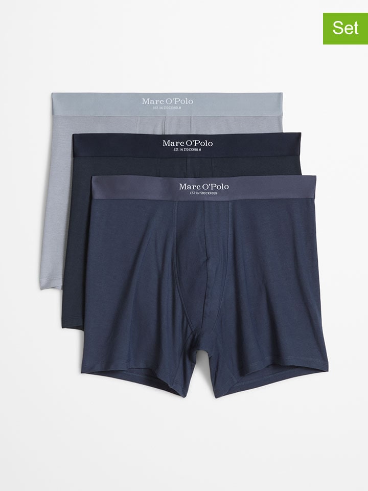3er-Set: Boxershorts in Dunkelblau/ Hellblau