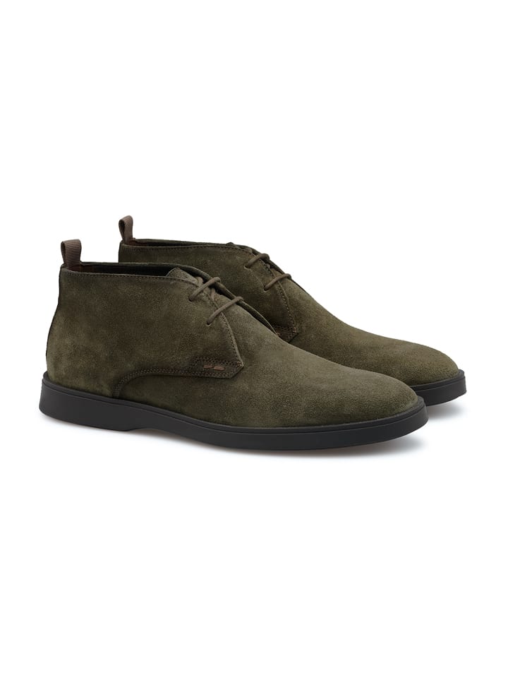 Leren veterschoenen olijfgroen