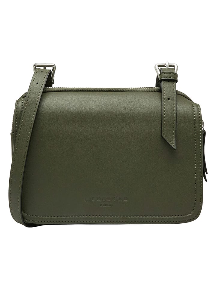Skórzana torebka "Mareike" w kolorze khaki - 23 x 15 x 6 cm