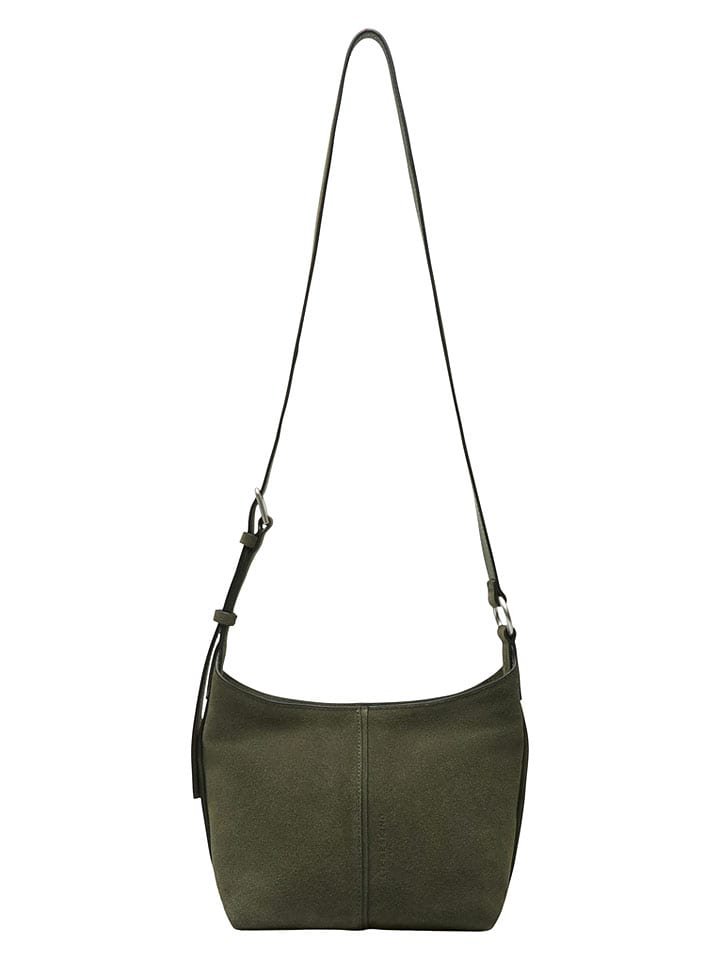 Skórzana torebka "Demi" w kolorze khaki - 20 x 19 x 10 cm