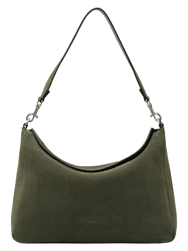 Leder-Schultertasche "Abigail" in Khaki - (B)32 x (H)24 x (T)13 cm