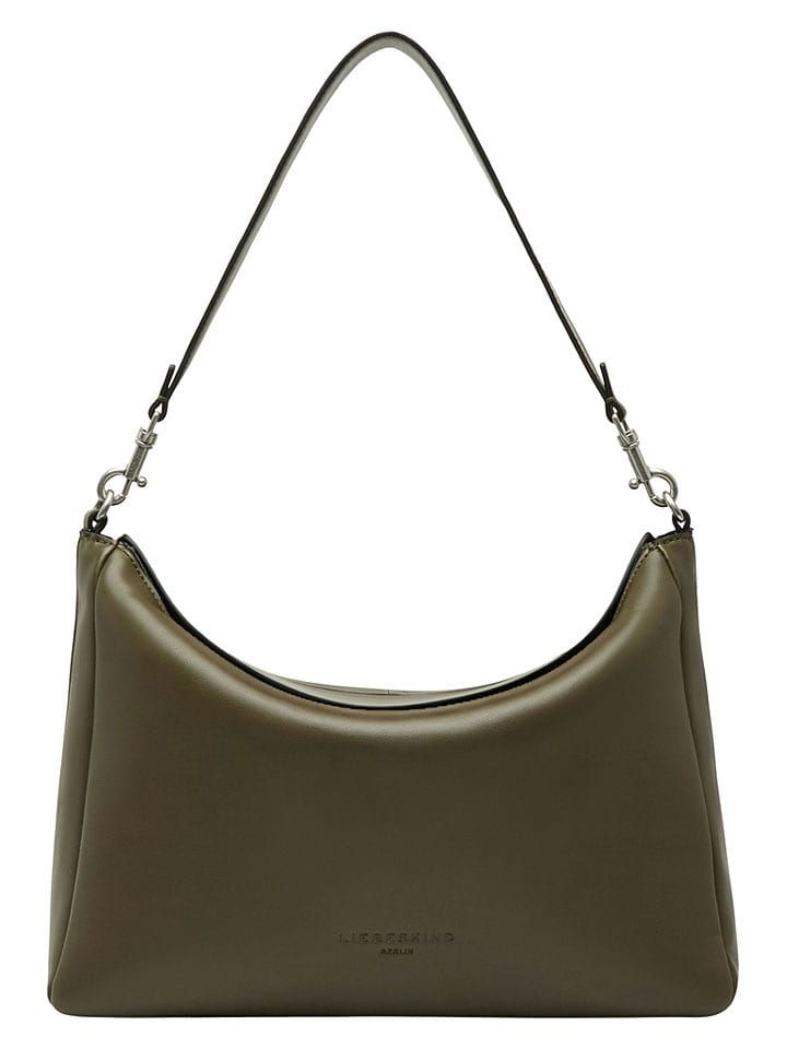 Skórzana torebka "Abigail" w kolorze khaki - 32 x 24 x 13 cm