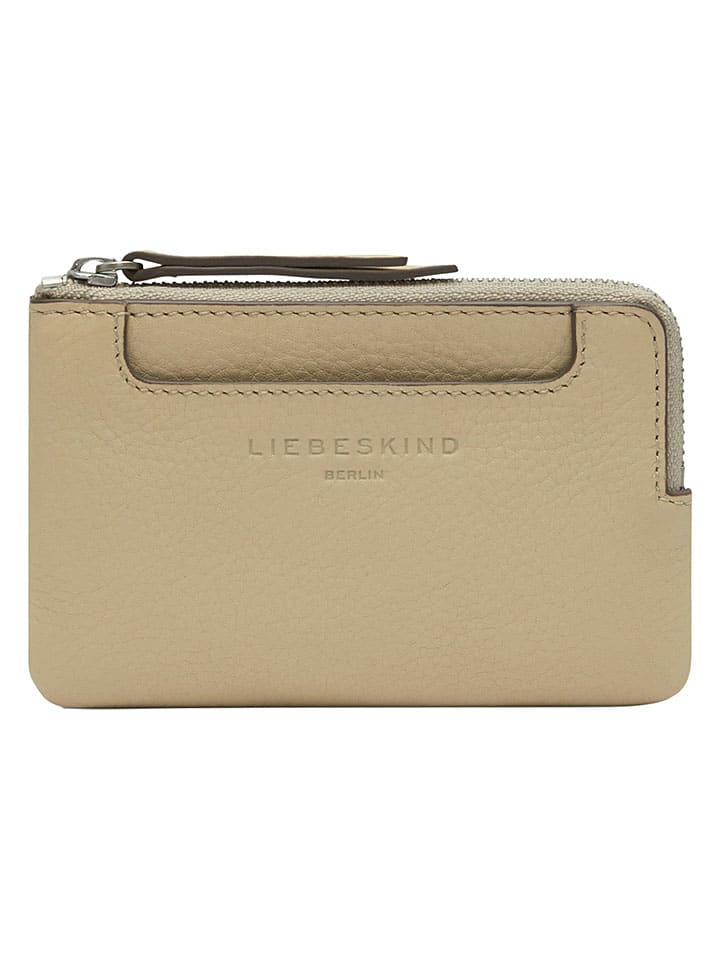 Leder-Geldbörse "Matti" in Beige - (B)13 x (H)9 x (T)1 cm