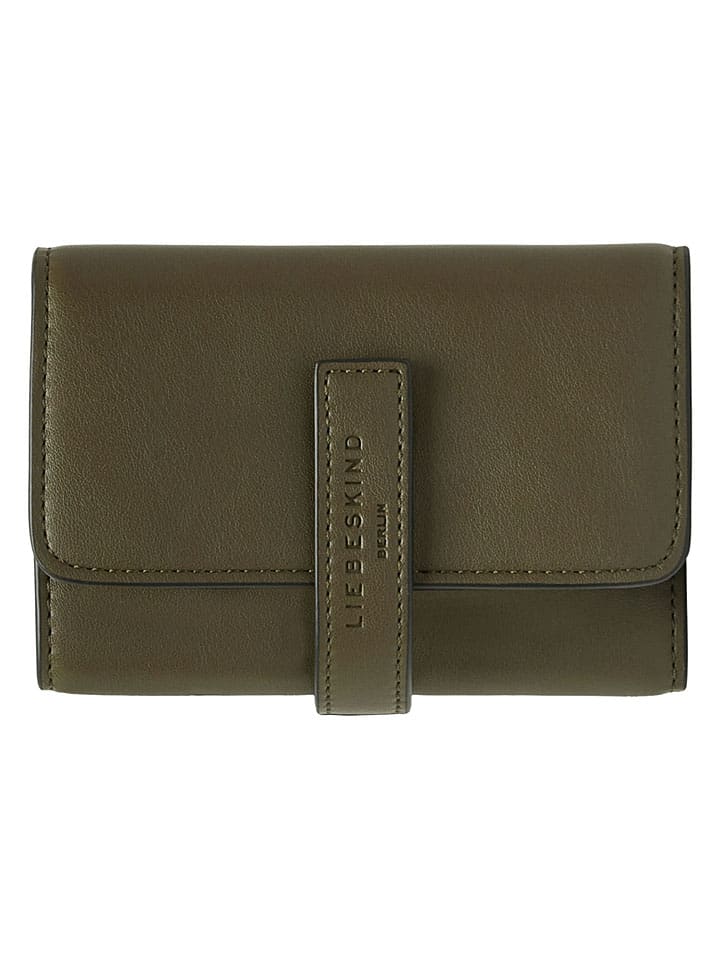 Skórzany portfel "Kate" w kolorze khaki - 13 x 10 x 4 cm