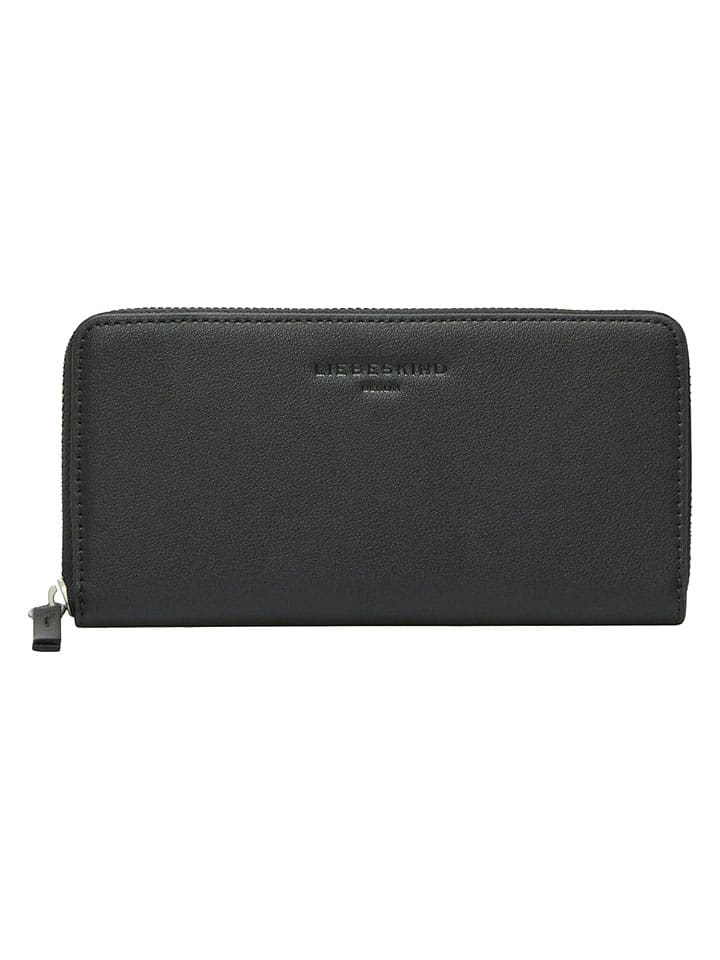 Leder-Geldbörse "Juna" in Schwarz - (B)19 x (H)9 x (T)2 cm