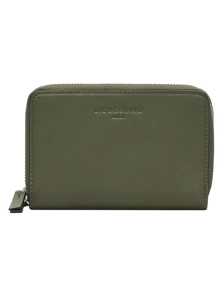 Leder-Geldbörse "Sophia" in Khaki - (B)15 x (H)10 x (T)3 cm