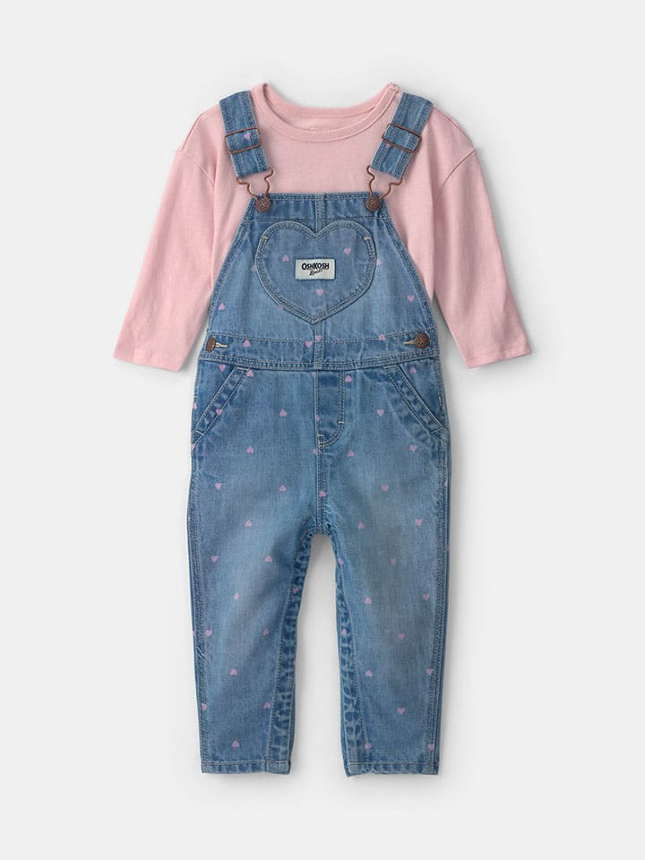 2-delige outfit lichtroze/blauw