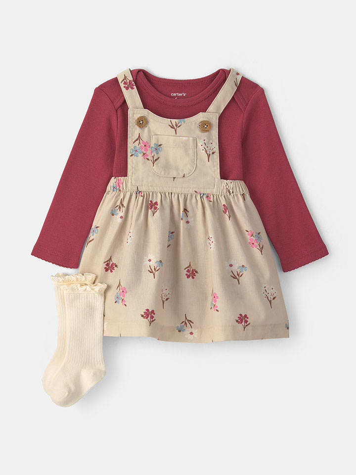 3-delige outfit rood/crème