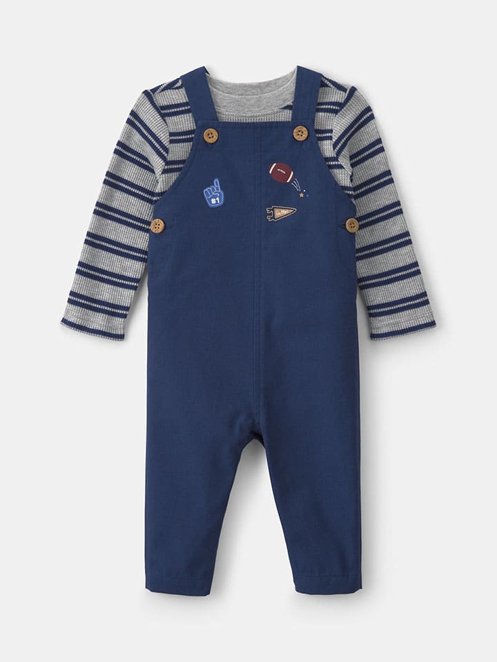 2tlg. Outfit in Blau/ Grau