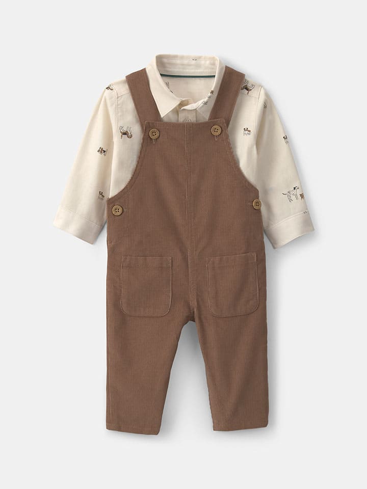 2tlg. Outfit in Braun/ Creme