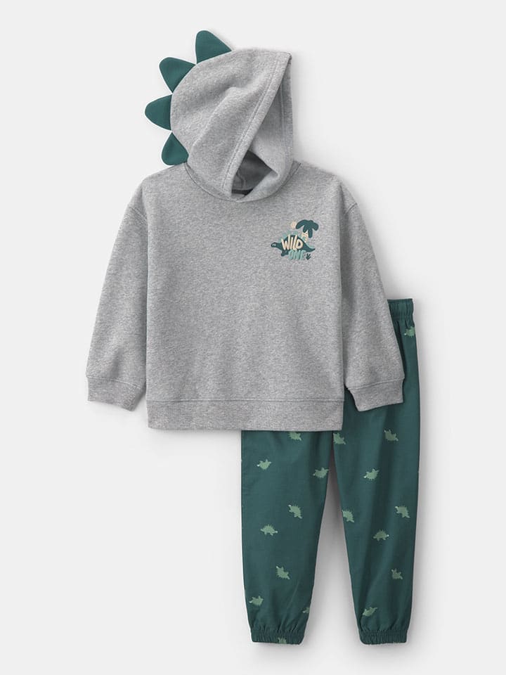 2tlg. Outfit in Grau/ Dunkelgrün