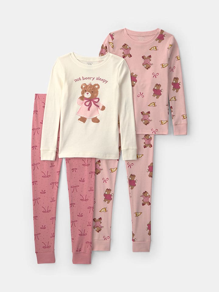 2er-Set: Pyjamas in Rosa/ Creme