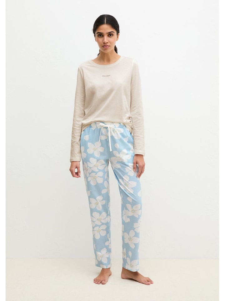 Pyjamabroek lichtblauw/wit