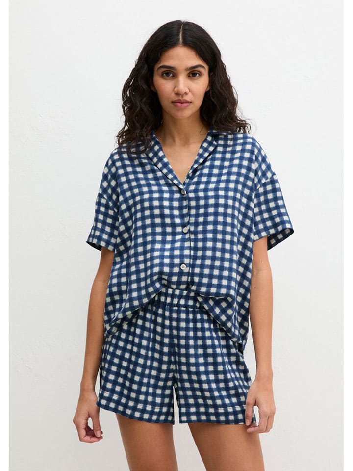 Pyjamatop donkerblauw/WEiß