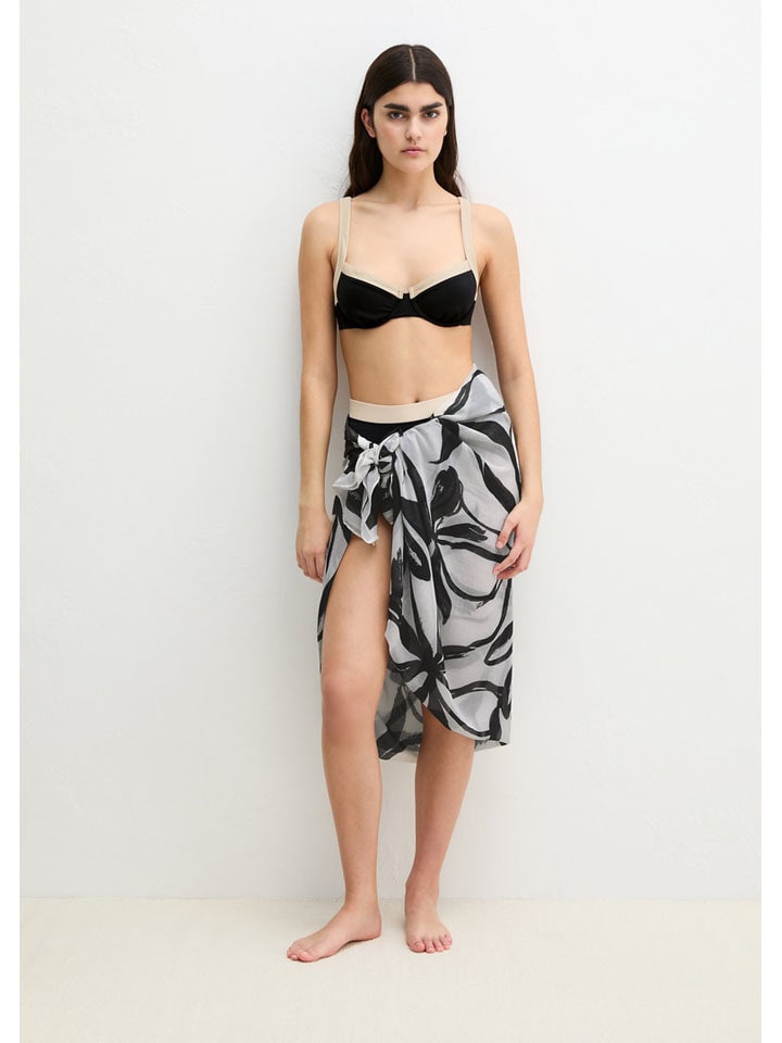 Biustonosz bikini w kolorze czarno-beżowym
