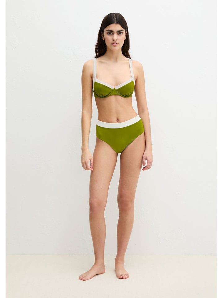 Figi bikini w kolorze zielono-białym