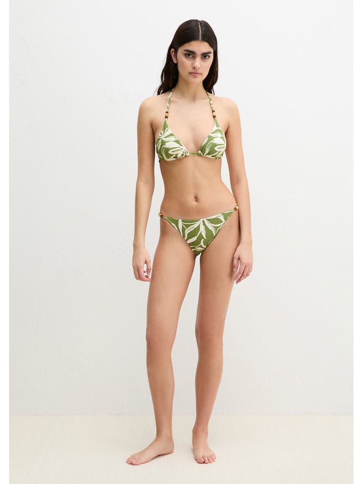 Figi bikini w kolorze zielono-białym
