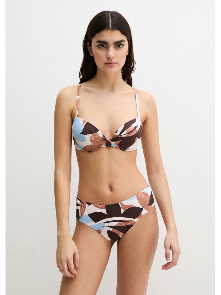 Biustonosz bikini w kolorze brązowo-błękitno-kremowym