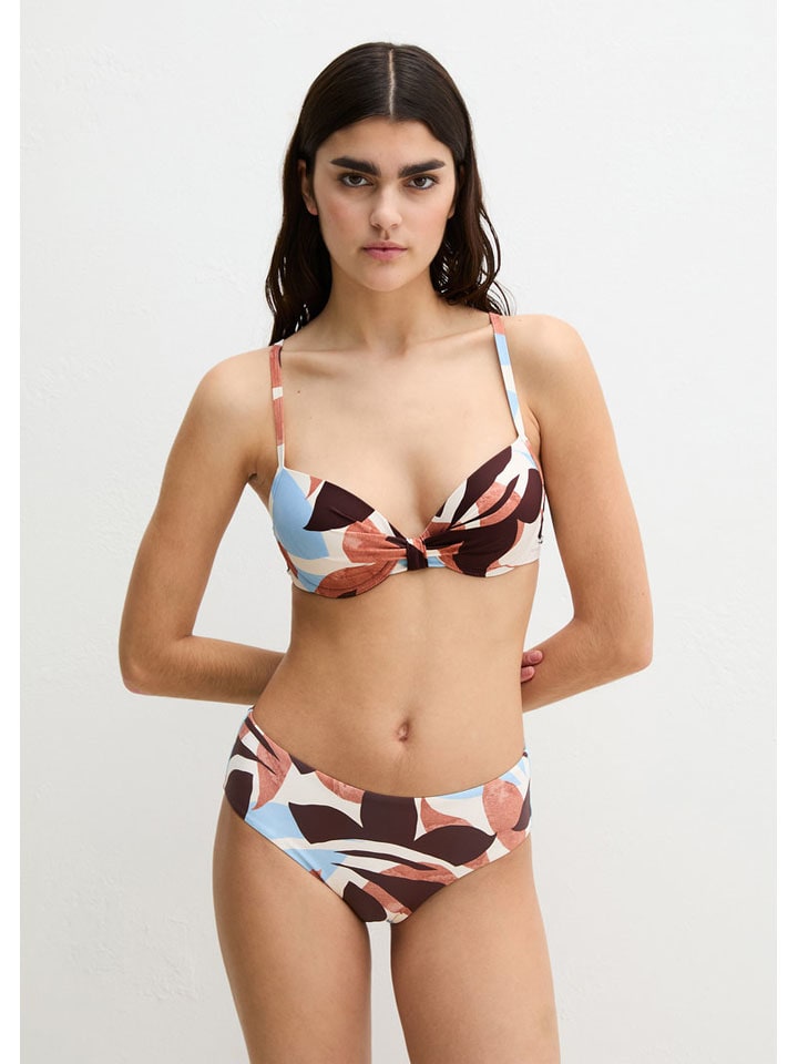 Bikini-Hose in Braun/ Hellblau/ Creme