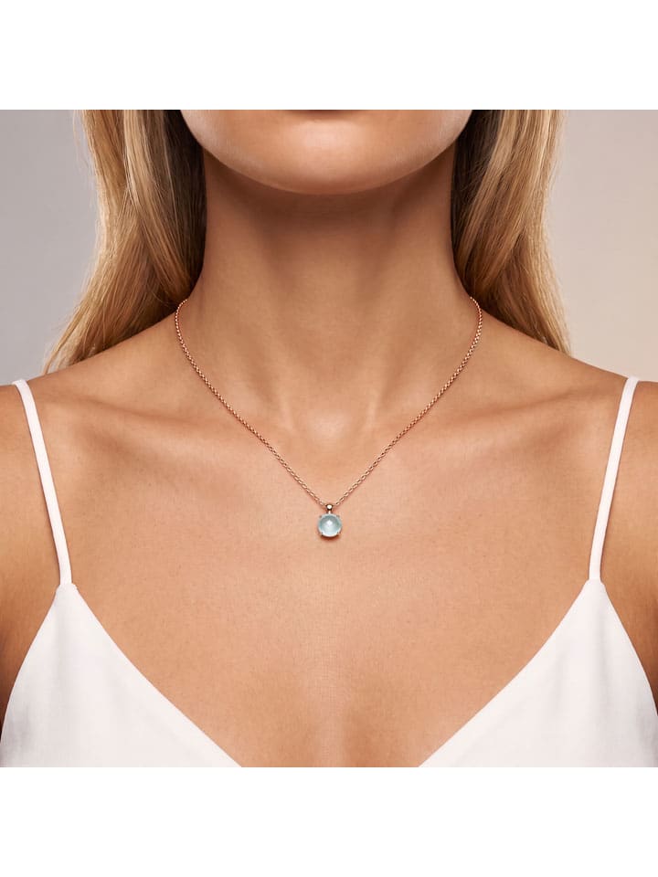 Rosévergulde ketting met edelsteen - (L)39 cm