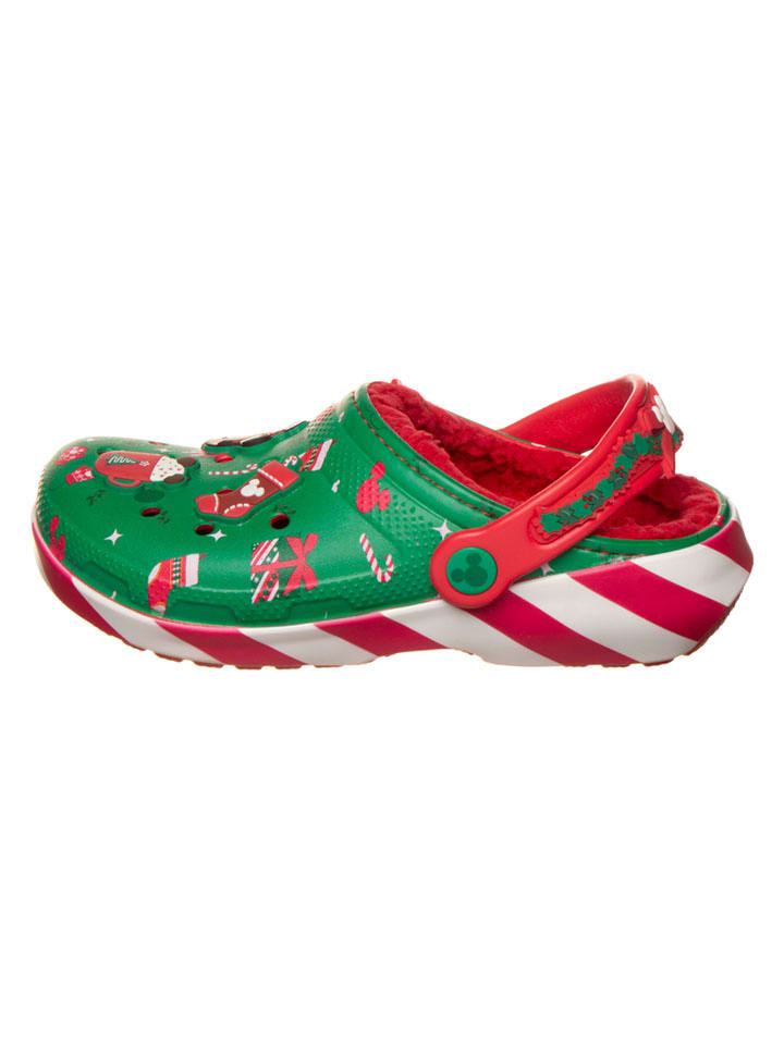 Chodaki "Mickey Xmas Lined" w kolorze zielonym